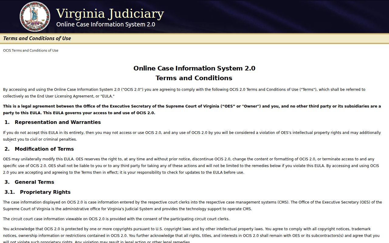 King George County criminal court cases search through Virginia OCI 2.0