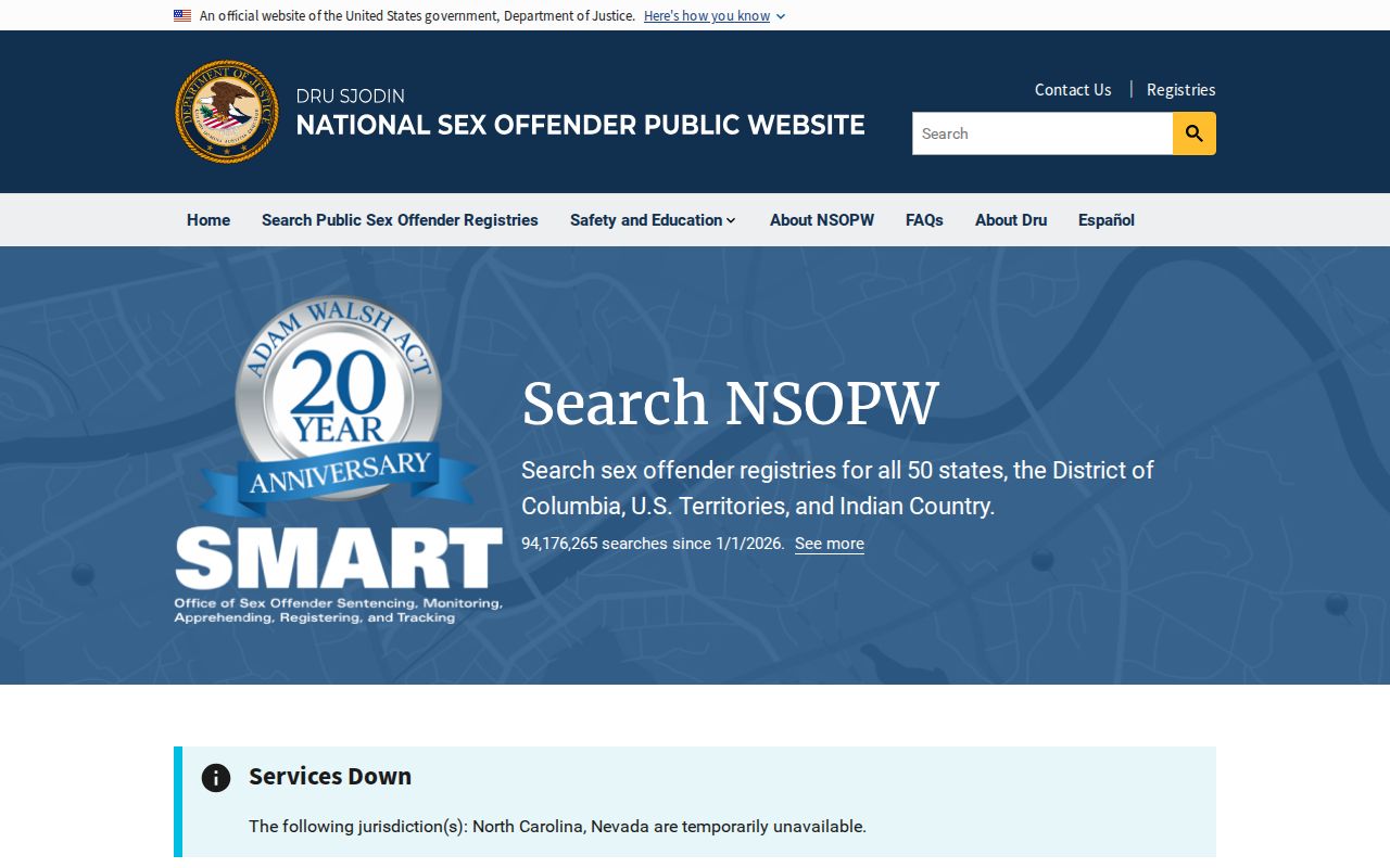 King George County sex offender search through the NSOPW national registry